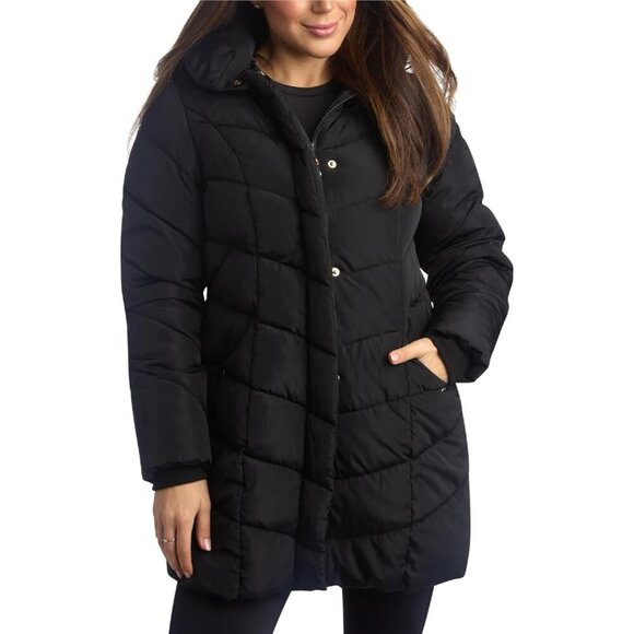 Womens Long Puffer Coat - Heavyweight Insulated Fall Winter Jackets for Women Wi